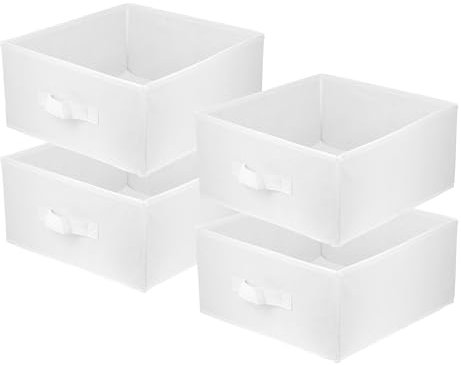 Lavita | Contenitore pieghievole | Contenitore | Scatole per conservazione 31 x 31 x 15 cm | Scatola con cassetto | Organizer | Conservazione e organizzazione dei vestiti | bianco | 4 pezzo