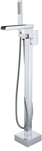 SJQKA Grifo De Ducha De Baño Independiente,Pie De Piso Mezclador Grifo Para Bañera Latón,cascada Grifo De Bañera,Grifos Monomando De Ducha De Bañera Independientes Cromado（conexión interna）