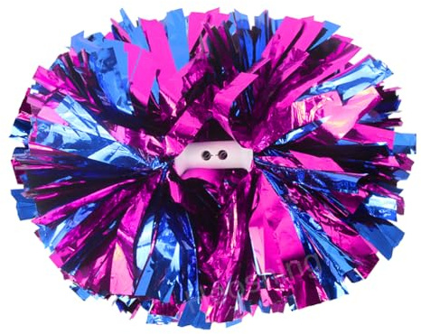 Hooshing 2PCS Hot Pink and Blue Pom Poms Cheerleading Professional Cheerleader Pom Poms for Cheer Squad Team Sports Performance Training