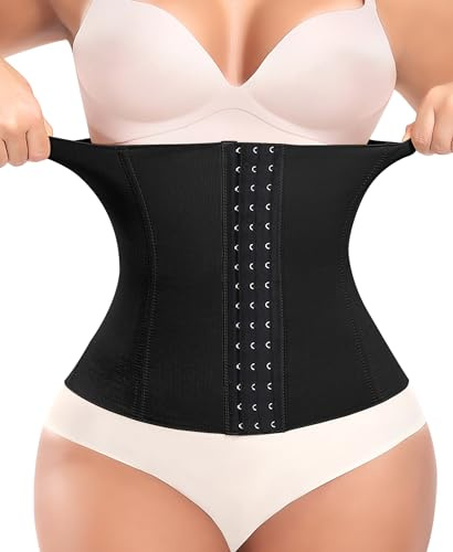 Werena Short Torso Waist Trainer for Women Underbust Corset Shapewear Tummy Control Waist Cincher Body Shaper Workout Sports Girdle(A# Black-2, Small)
