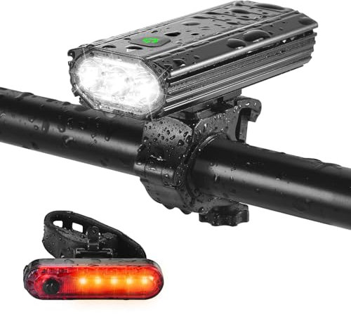 Bike Lights Front and Back, Super Bright 6 Light Modes Bicycle Lights IP65 Waterproof Cycle Lights, Easy To Install 3000 Lumens USB Rechargeable Mountain Bike Lights For Riding ﻿