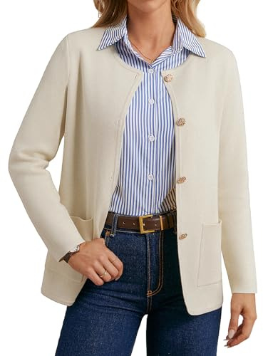 GRACE KARIN Blazers for Women Casual 2025 Sweater Blazer Button Up Knit Cardigan Fall Fashion Apricot