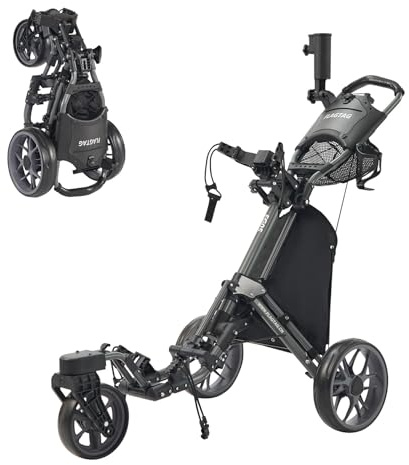 FLAGTAG Golf Push Cart 3 Wheel with 360 Swivel Front Wheel,Lightweight and Foldable Walking Golf Cart，One-Click Foldable,with Foot Brake