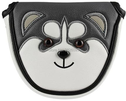 SkyjOy Golf Couvre Mallet Golf Putter Couvre-Chef en Cuir PU Anti-poussière Belle Husky Animal for