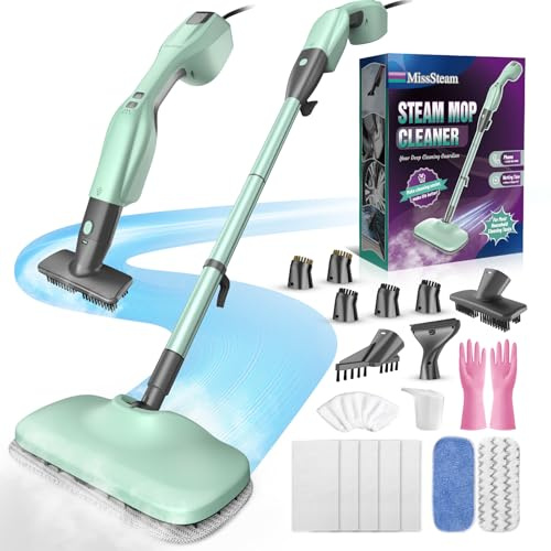 Standable Safe & High Temp Steam Mop Cleaner for Deep Cleaning, Powerful MultiPurpose and Heavy Duty Handheld Steam Cleaner, Detachable Floor Steamer with 18 Accessory for Hardwood Laminate Tile Grout
