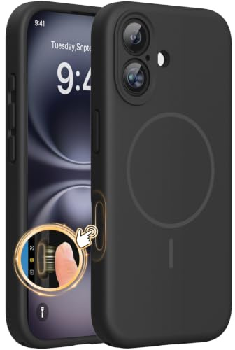Miracase for iPhone 16 Case with MagSafe, Liquid Silicone Case Black