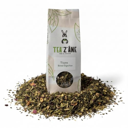 Tisane Bonne Digestion | Mélisse, Anis, Réglisse, Menthe, Fenouil & Carvi | Infusion Digestive Naturelle en Vrac 100g | Bien-être Relaxation Après-Repas | Plantes Premium | Tea'z'âne