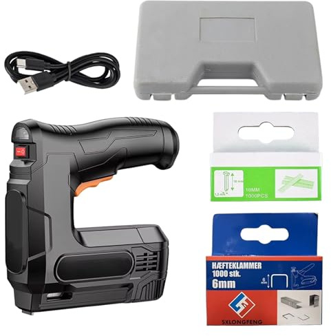 Cordless Electric Staple Gun, 2-in-1 Rechargeable Brad Nailer with 1000 Staples & Nails, Type-C Charging for Woodworking, Upholstery & DIY