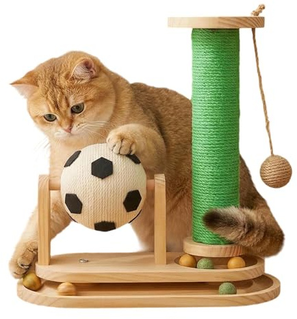 shjxi Tiragraffi Verticale per Gatti - Tiragraffi Verticale Interattivo In Legno Con Palla Di Menta | Colonna da Graffio per Gatti | Uso casa interni/esterni giochi addestramento e a terra simulazione