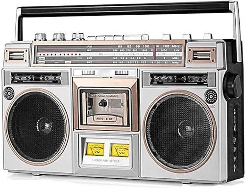 Retro Boombox - Lettore CD anni '80, lettore di cassette Bluetooth con radio FM e DAB, registrazione USB, registratore cassette per riunioni e viaggi