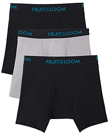 Fruit Of The Loom Mens Breathable Briefs, Moisture Wicking Underwear, Assorted Color Multipacks Boxer, Cotton Mesh - Black/Grey, Medium US