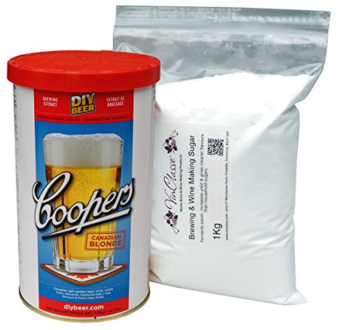 Coopers Canadian Blonde Lager - 40 Pint Homebrew Ingredient Kit Including 1Kg VinClasse Brewing Sugar