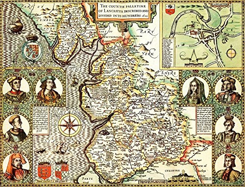 Lancashire Historical Map 1000 Piece Jigsaw Puzzle (1610)