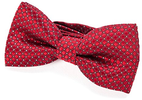 DonDon Papillon bambino e Ragazzo Ragazzi annodato e regolabile 9 x 4,5 cm rosso lucido con punti d'argento