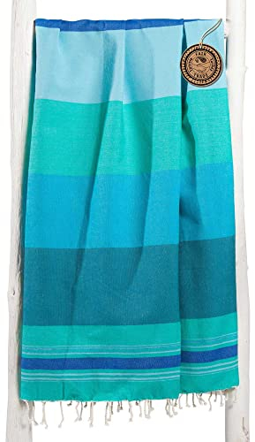 ZusenZomer Fouta Hamamtuch Damen XL 100x190 - Hammam Badetuch Strandtuch Hammamtuch - 100% gekämmte Baumwolle Oeko-TEX - Fair Trade Hamam Handtücher (Meergrün)