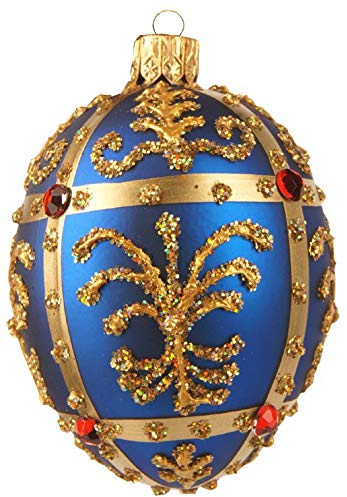 Christbaumkugeln Figur Faberge Ei 6cm blau königsblau Weihnachtskugeln