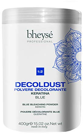 Decoloración para el pelo Bheysé Decoldust 400gr Polvo Decolorante Azul con Keratina - Aclara 9 Tonos, Alto poder aclarante