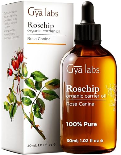 Gya Labs Organic Rosehip Oil for Mature Skin (30ml) - Therapeutic Grade Rosehip Oil - Perfect for Youthful Beauty & Moisturized Hair - Use on Hair and Skin