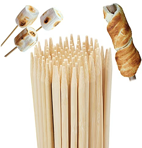 Relaxdays Spiedini in Legno, Set 200 Spiedi da 90 cm per Salsicce, Griglia e Barbecue, Attrezzo BBQ, Ø 5 mm, Naturale, bambù