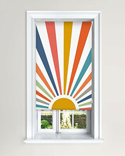 Lister Cartwright Blackout Roller Blinds Windows Child Safety Fitting Included Beautiful Design, Painted Sun 90 x 140 cm