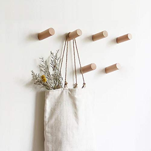 HomeDo Appendiabiti da Parete in Legno, con Ganci Decorativi in Legno a Forma di Fiocco, Stile Vintage (Faggio 6 cm, set da 8)