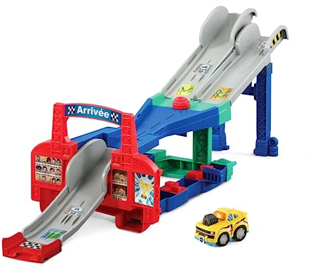 VTech - Tut Tut Bolides Série Pro, Multi Cascades Jump&Go 4 en 1 avec Voiture Jad Super Cascades, Circuit Voitures, 3 Zones Magiques, Cadeau Enfant de 2 Ans à 6 Ans - Contenu en Français