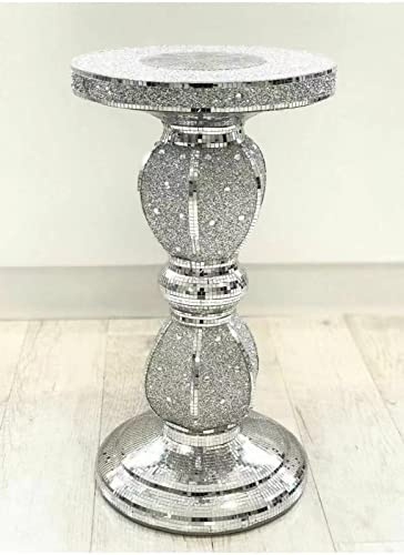 DEENZ Silver Side Table Crushed Diamond Glitter Mirrored Modern End Table Stands Bed Side Living Room Sparkle Luxury 40X60Cm (F013)