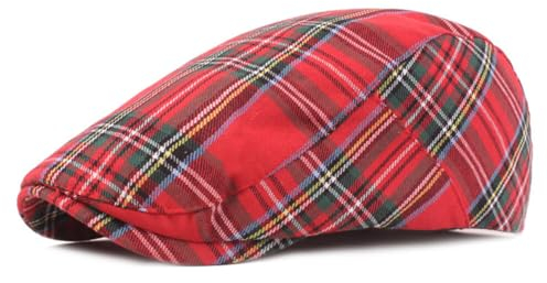ISAKEN Schiebermütze Barret Flat Cap Herren Damen Tellermütze Klassische 1920 Stil Flatcap Newsboy Cap Verstellbar Baumwolle Vintage Freizeit Barett Traditionelle Hut Kostüm Accessoires