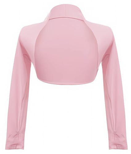 SEAUR Toddler Dance Shrug Girls Long Sleeve Bolero Kids Ballet Jacket Leotard Athletic Arm Sleeve Cooling Shawl With Finger Holes 13-14T Pink