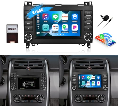 2G+64GB CAMECHO Android 13 autorradio para Mercedes Benz W169 B200 W639 Viano Vito Sprinter con Navi Carplay Android Auto Wireless, Doble DIN con Pantalla de 7 Pulgadas con RDS/FM Bluetooth 5.0+DSP