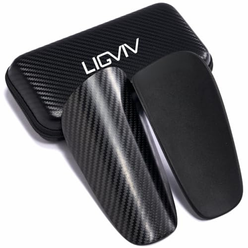 LIGVIV Soccer Shin Guards - Carbon Fiber Shin Pads with Portable Carrying Case for Men, Women, Youths, Kids, Size L M S (M)