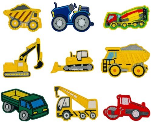 9 stycken, stryklappar, strykbilder för vuxna, patchar för strykning, lappar, barn, strykning, strykbilder för textilier, Diamond Iron On Patches (teknik fordonskniv 1)