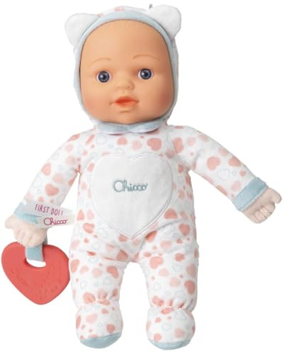 Chicco My First Dolls Soft Heart Teething Ring Teething Ring Soft and Lightweight Machine Washable Heart Pattern 0 Months + Pink
