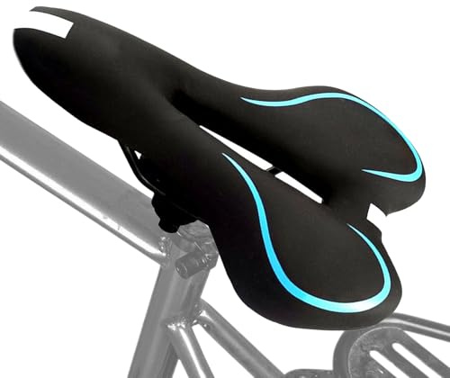 Sillín para Bicicleta - Ancho y Cómodo con Diseño Hueco para Bicicleta de Carretera,Tira Reflectante, Ergonómico Antideslizante para Trayectos Largos