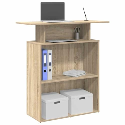 Festnight Mostrador de Recepción, Mueble Recepción Roble Sonoma, Mostrador de Tienda, Mostrador de Venta, Mueble de Recepción de Oficina, Madera, 100x40x104 cm