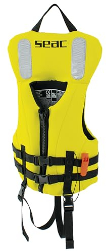 SEAC Hydro Snorkeling Vest Junior – Gilet de flottaison Enfants 100N – Aide à la flottaison pour Le Snorkeling et Les Sports Nautiques, néoprène Jaune avec sifflet – Certifié en ISO 12402-4
