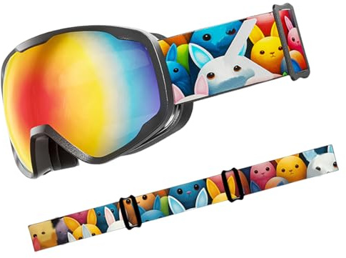 Haodream Lunettes de ski pour enfants, anti-buée, lunettes de snowboard, confortables à porter pour garçons, filles, adolescents, sport, cyclisme, ski, snowboard, lunettes de ski pour enfants