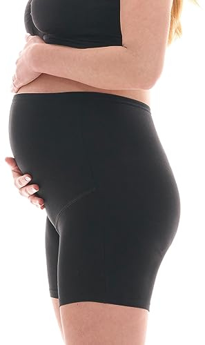 Herzmutter modershorts - graviditetsbyxor med långa ben - för graviditet efter födseln - högkvalitativ bomullsblandning - beige-skin-black - uppsättning 1 & 2-5000 (S, Svart)