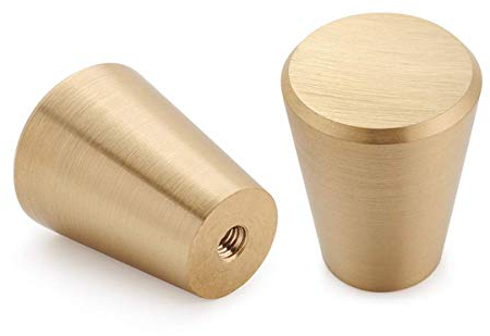 YANGQIHOME 10 Pezzi, Pomelli per Mobili in Ottone Spazzolato, Manopole per Cassetti in Oro, Armadio da Cucina e Pomoli Delle Porte (Cono)