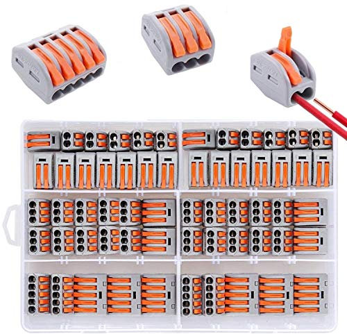 Bornes de Connexion Automatique Rapide, Connecteurs Electriques de Fil avec Levier, 20pcs 2 Entrées, 30pcs 3 Entrées,10pcs 5 Entrées
