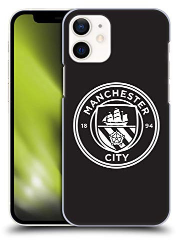 Head Case Designs Officially Licensed Manchester City Man City FC Black White Outline Badge Hard Back Case Compatible With Apple iPhone 12 Mini