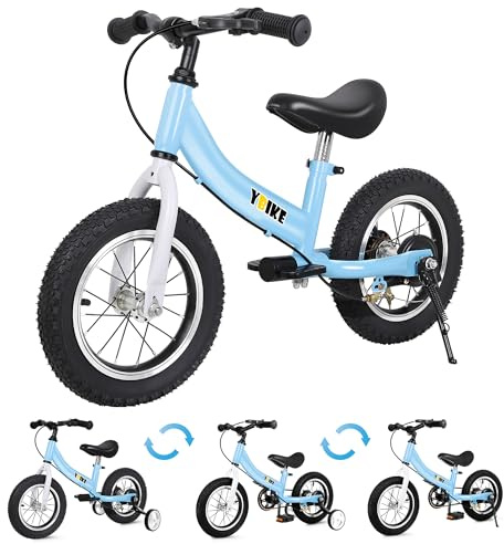 YBIKE Bicicleta De Equilibrio 2 En 1,Bicicletas para Niños Función De Doble Uso,Adecuada para Niños De 1 a 7 Años, 12,14,16 Pulgadas con Freno, Pedal, Teoría De La Formación