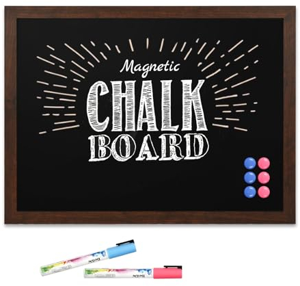 DOLLAR BOSS Magnetic Chalkboard 60 X 90cm Wall Mounted Blackboard Kitchen Black Boards for Walls Notice Board menu Chalk Board Rustic Wooden Frame for Office bedrooms School Coffee Kitchen