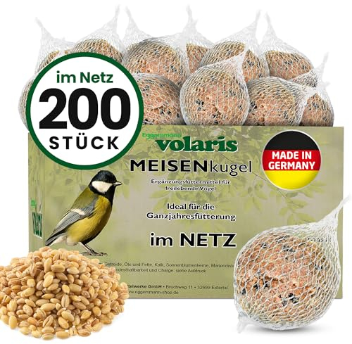 Eggersmann volaris Meisenknödel mit Netz 200 Stück [MEISENkugeln] 18 kg – Vogelfutter für Wildvögel – Nährstoffreiche Vogelknödel für alle Gartenvögel – Meisenknödel im Netz ganzjährig & energiereich