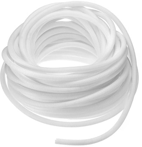 QUARKZMAN 1/2 Zoll x 100 Fuß geteilter Kabelkanal, gewundener Flexschlauch, schützender geteilter Kabelkanal, Flexibler Kabelschutzschlauch, elektrische Kabelabdeckung, weiß