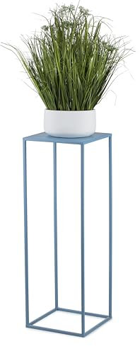 HowHomely Soporte para flores de metal azul de 70 cm de altura - Taburete para plantas sólido y robusto de metal - Soporte para plantas para la decoración en la sala de estar, dormitorio o oficina