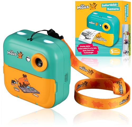 DieMaus Sofortbildkamera für Kinder mit Tragebeutel - Einfach zu bedienende Kamera für sofortige Ausdrucke