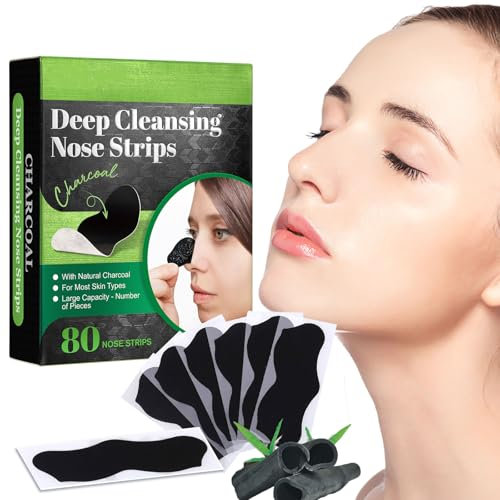 Cerotti Punti Neri, 80 Strisce Punti Neri Naso Carbone di Bambù per Una Pulizia Profonda, Punti neri Rimozione e Sblocca i Pori, Ripristinare la Salute Della Pelle, Adatti a Tutti i Tipi di Pelle
