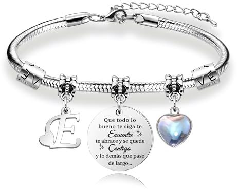 Awyuan Regalos para Mujeres Pulsera de Plata con Letras Iniciales - Regalo Personalizado para Hija, Sobrina, Hermana, Amiga, Adolescente, Madre y Tía (E)