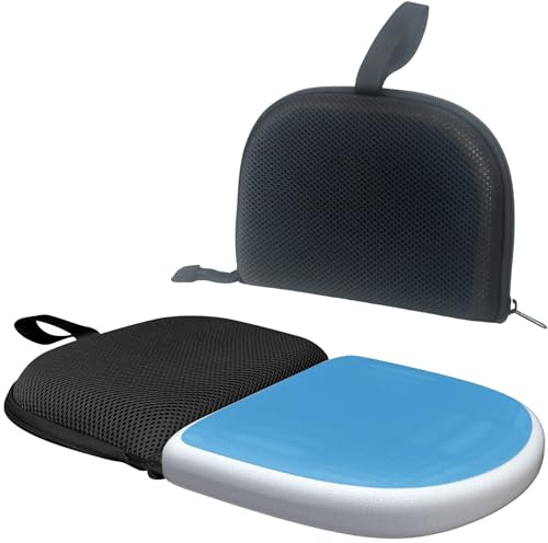 masteymoh Small Foldable Seat Cushion 13.3 x 6.6, Foldable Memory Foam Seat Cushion for Travel, Portable Chair Cushion with Handle, Portable Chair Cushion for Travel (with Black Mesh Cover)